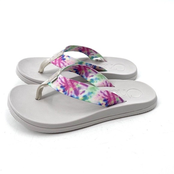 Chaco Chillos Rainbow Tie Dye Flip Flop Thong Sandals - Picture 1 of 6